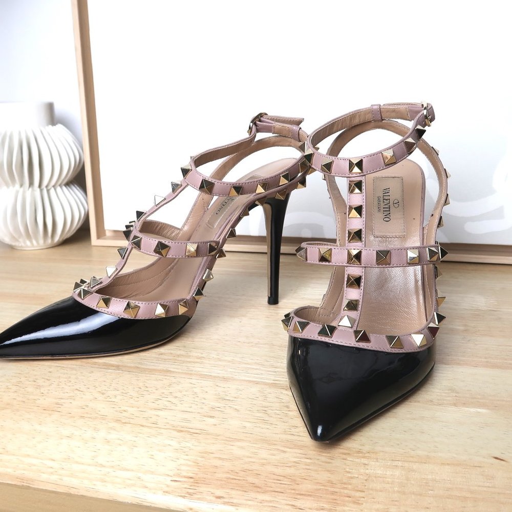 Valentino Rock Stud 10mm Stiletto Pump Black Sz37